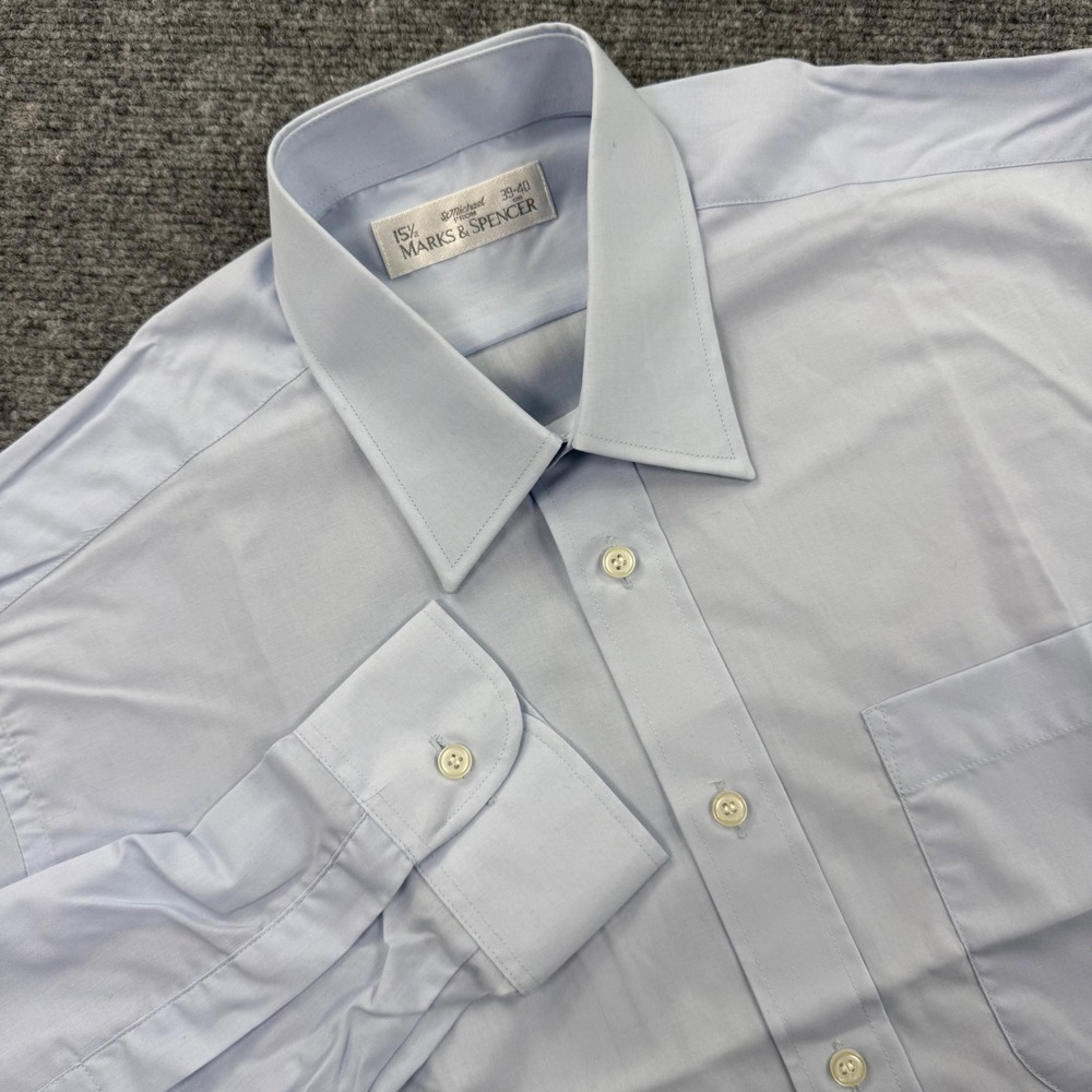 St. Michael Marks & Spencer Dress Shirt 15.5 Neck Blue Long Sleeve Button Up Men